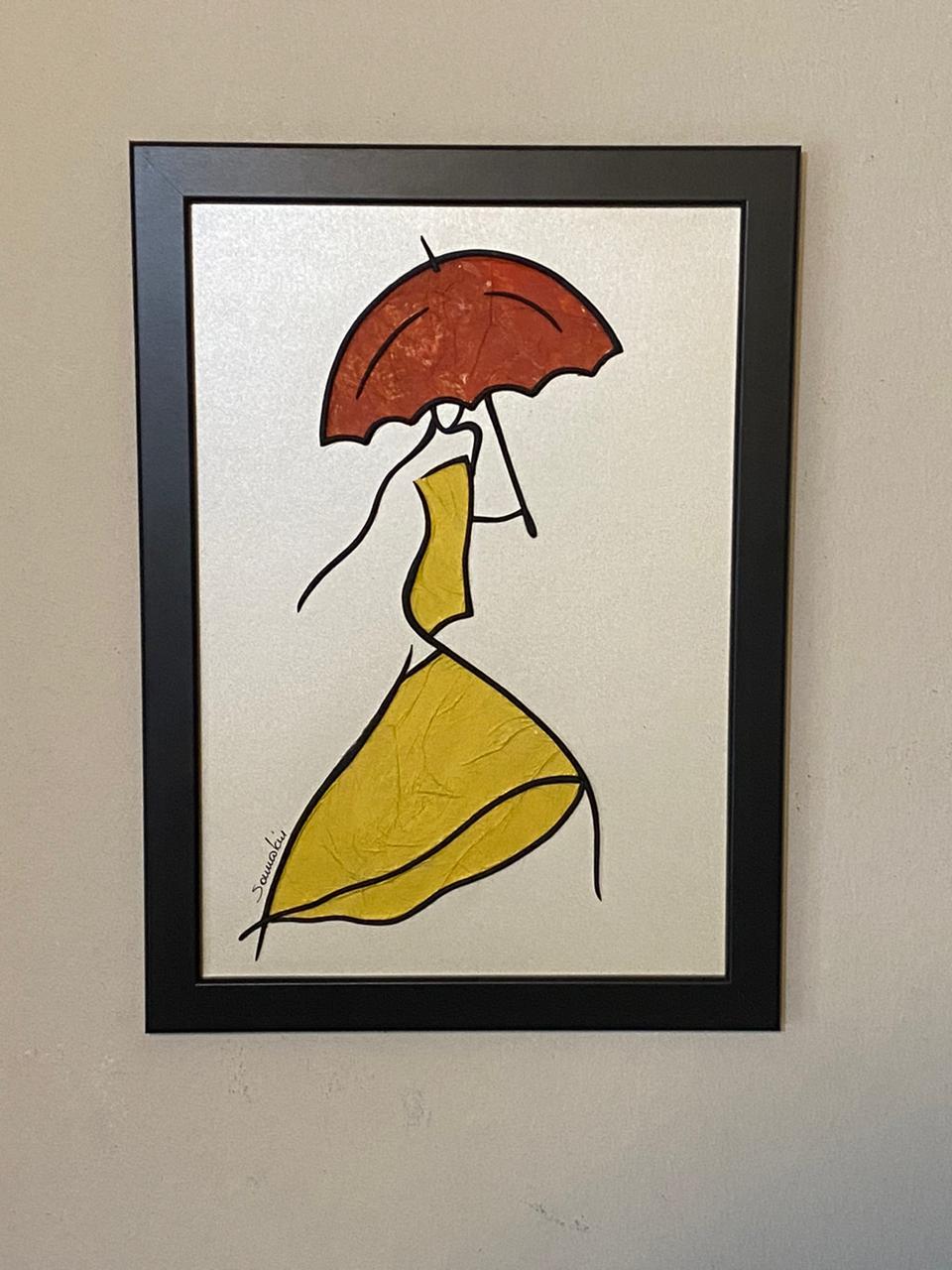 lady with umbrella wall decor