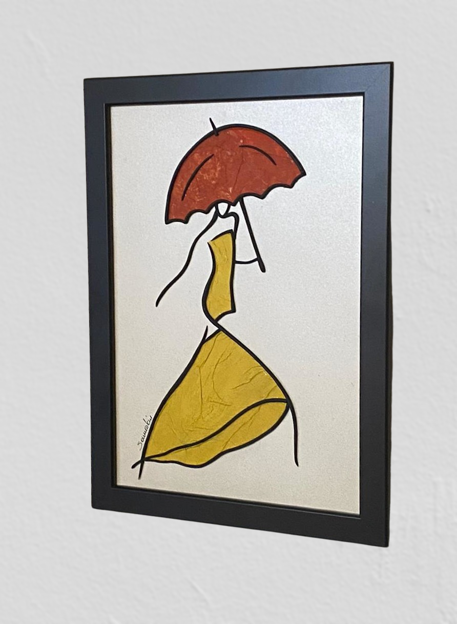 lady with umbrella wall art decor